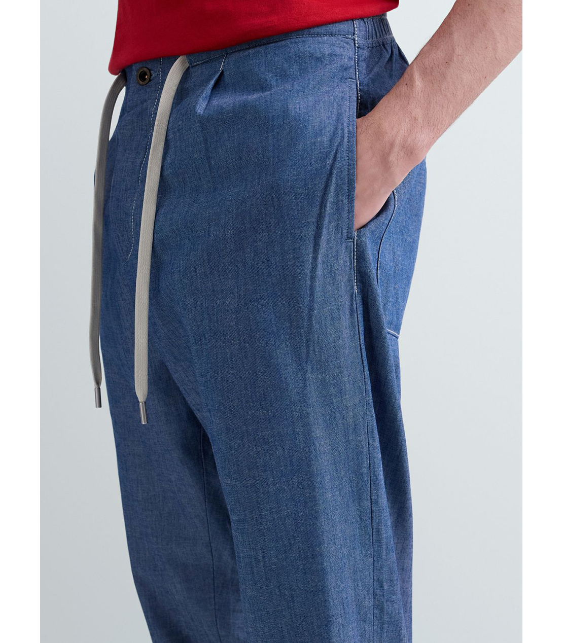 シャンブレーテーパードフィットパンツ（セットアップ） 詳細画像 ブルー 6